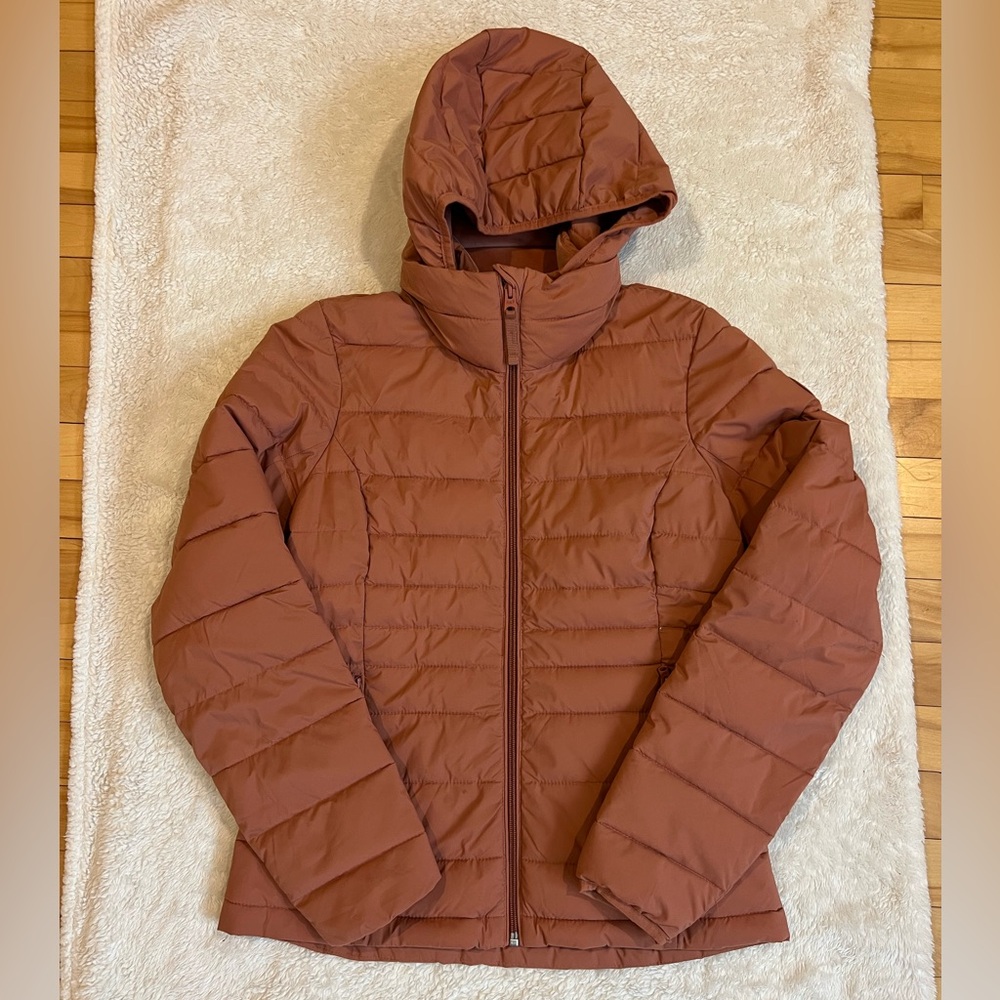 Abercrombie & Fitch Hooded Quilted Puffer Jacket - Rust